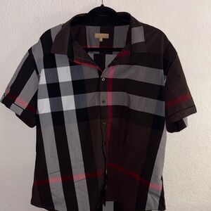 Men's Plaid Button Down Shirt - Black, Gray, Red